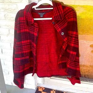 This is a red and black coat by a brand not many have heard of, gally pro.